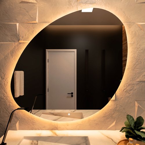 Espelho Decorativo Orgânico Ares P, M e G Light LED com Botão Touch