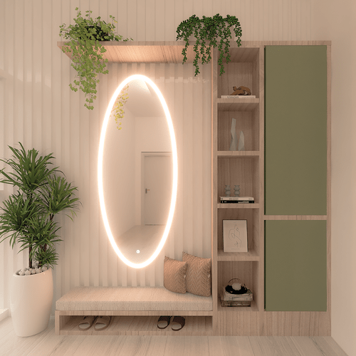 Espelho Decorativo Orgânico Hera P, M e G Line LED com Botão Touch