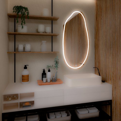 Espelho Decorativo Orgânico Zeus P, M e G Elegance LED com Botão Touch