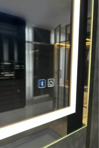 Espelho Decorativo Quadrado Elegance LED com Botão Touch e Som Integrado