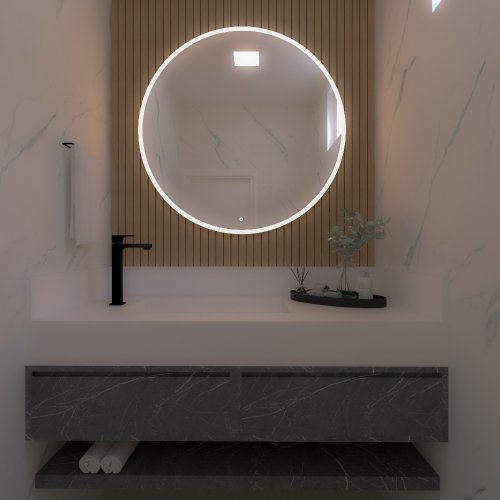 Espelho Decorativo Redondo P, M e G Line LED com Botão Touch