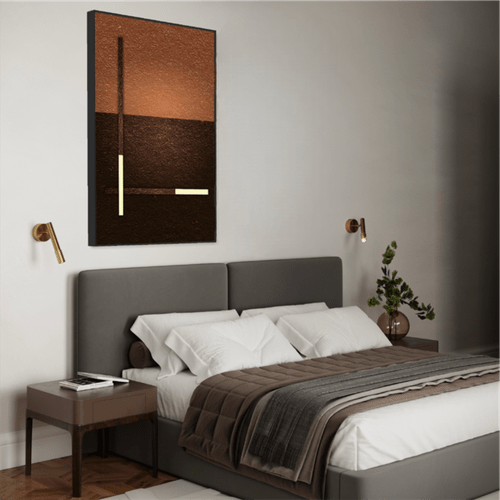 Quadro Abstrato Laranja e Marrom Folha de Ouro