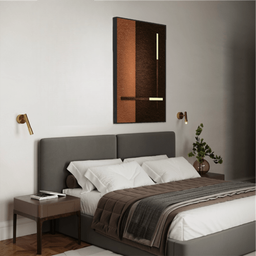 Quadro Abstrato Laranja e Marrom Folha de Ouro