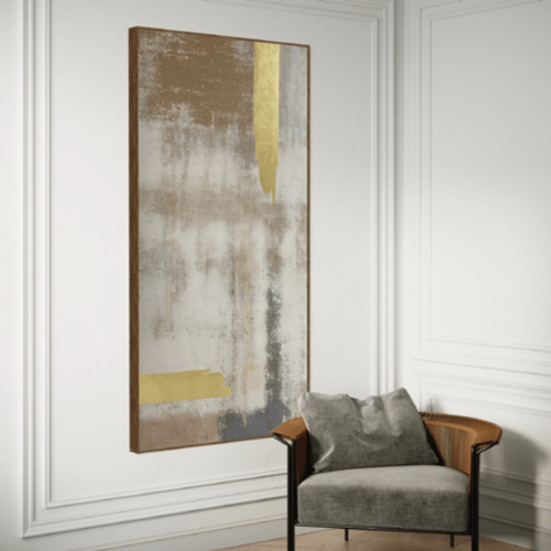 Quadro Abstrato Tons Neutros Folha de Ouro