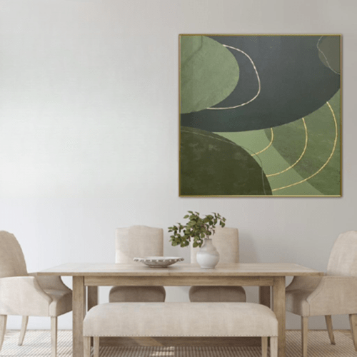 Quadro Arabescos Verdes Folha de Ouro