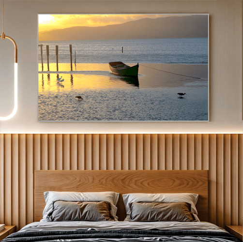 Quadro Barco e Nascer do Sol Por Cida Hoffmann