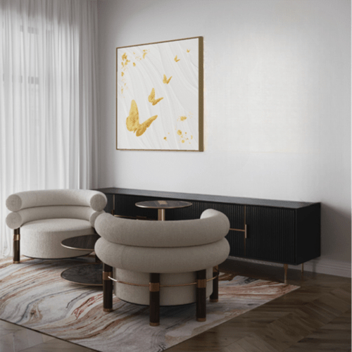 Quadro Borboletas Folha de Ouro