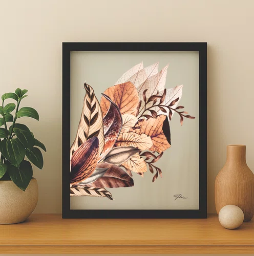 Quadro Camadas do Outono com Moldura A02 Por Estúdio Flora