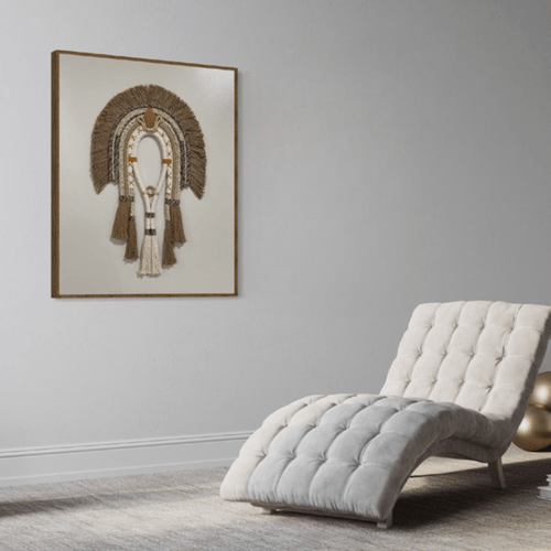 Quadro Cocar Têxtil 07 com Vidro 900x1100mm Por Sidnei Schwanck
