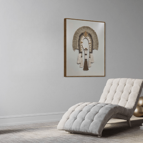 Quadro Cocar Têxtil 08 com Vidro 900x1100mm Por Sidnei Schwanck