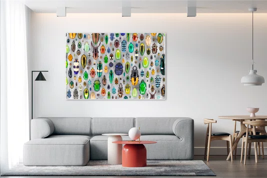 Quadro Coleção de Insetos com Várias Cores e Tamanhos Por Ivan Araújo
