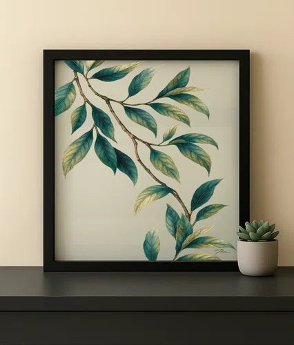 Quadro Folhagem Serena com Moldura A25 Por Estúdio Flora