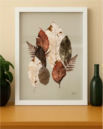 Quadro Folhas do Outono com Moldura A25 Por Estúdio Flora