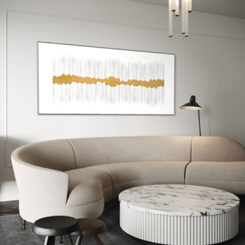 Quadro Linhas Douradas Folha de Ouro