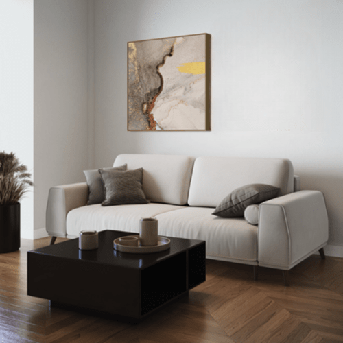 Quadro Marmorizado Marrom e Dourado Folha de Ouro