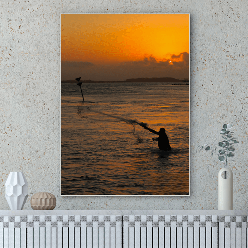 Quadro o Pescador e o Mar Por Cida Hoffmann