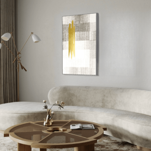 Quadro Quadriculado Cinza e Dourado Folha de Ouro