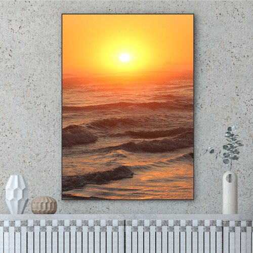 Quadro Sol Poente e Ondas Por Cida Hoffmann