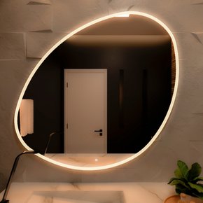 Espelho Decorativo Orgânico Ares P, M e G Line LED com Botão Touch