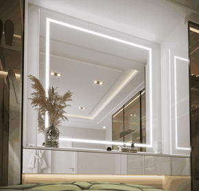 Espelho Decorativo Quadrado Elegance LED com Botão Touch