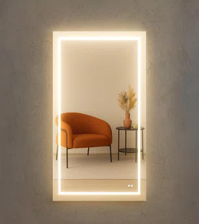 Espelho Decorativo Retangular Elegance LED com Botão Touch e Som Integrado