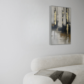 Quadro Abstrato Tons Neutros Folha de Ouro