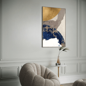 Quadro Azul, Branco e Creme Folha de Ouro