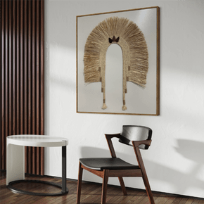 Quadro Cocar Palha 01 com Vidro 950x1100mm Por Sidnei Schwanck