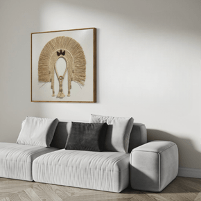 Quadro Cocar Palha 02 com Vidro 900x900mm Por Sidnei Schwanck