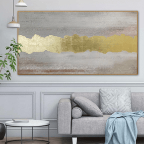 Quadro Degradê, Linhas e Dourado Folha de Ouro