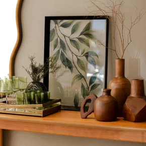 Quadro Folhagem Serena com Moldura A02 Por Estúdio Flora