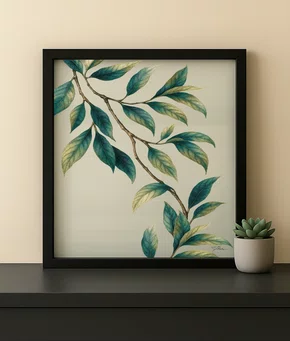 Quadro Folhagem Serena com Moldura A25 Por Estúdio Flora