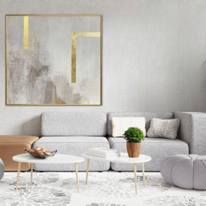 Quadro Mármore Off White Folha de Ouro