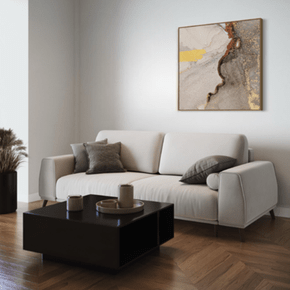 Quadro Marmorizado Marrom e Dourado Folha de Ouro