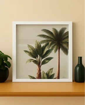 Quadro Tropical Sereno com Moldura A25 Por Estúdio Flora