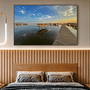 Quadro Lagoa, Barco e Céu Azul Por Cida Hoffmann